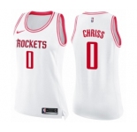 Women's Nike Houston Rockets #0 Marquese Chriss Swingman White Pink Fashion NBA Jersey