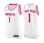 Women's Nike Houston Rockets #1 Michael Carter-Williams Swingman White Pink Fashion NBA Jersey