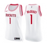 Women's Nike Houston Rockets #1 Tracy McGrady Swingman WhitePink Fashion NBA Jersey