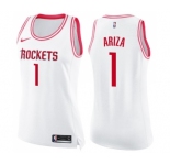 Women's Nike Houston Rockets #1 Trevor Ariza Swingman WhitePink Fashion NBA Jersey