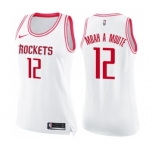 Women's Nike Houston Rockets #12 Luc Mbah a Moute Swingman White Pink Fashion NBA Jersey