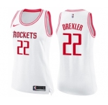 Women's Nike Houston Rockets #22 Clyde Drexler Swingman White Fashion NBA Jersey
