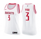 Women's Nike Houston Rockets #3 Chris Paul Swingman White Pink Fashion NBA Jersey