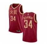 Women's Nike Houston Rockets #34 Hakeem Olajuwon Swingman Red NBA Jersey - 2018-19 City Edition