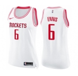 Women's Nike Houston Rockets #6 Tyler Ennis Swingman WhitePink Fashion NBA Jersey