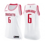 Women's Nike Houston Rockets #6 Vincent Edwards Swingman White Pink Fashion NBA Jersey