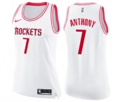 Women's Nike Houston Rockets #7 Carmelo Anthony Swingman White Pink Fashion NBA Jersey