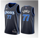 Men Dallas Mavericks #77 Luka Doncic Black 2023 24 City Edition Stitched Basketball Jersey