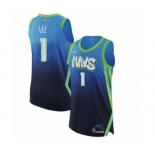 Men's Dallas Mavericks #1 Courtney Lee Authentic Blue Basketball Jersey - 2019-20 City Edition