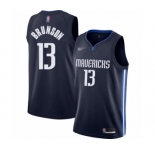 Men's Dallas Mavericks #13 Jalen Brunson Authentic Navy Finished Basketball Jersey - Statement Edition