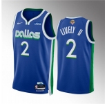 Men's Dallas Mavericks #2 Dereck Lively II Blue 2024 Finals City Edition Stitched Basketball Jersey
