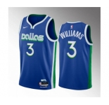 Men's Dallas Mavericks #3 Grant Williams Blue City Edition Stitched Basketball Jersey