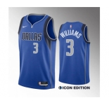 Men's Dallas Mavericks #3 Grant Williams Blue Icon Edition Stitched Basketball Jersey