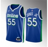 Men's Dallas Mavericks #55 Derrick Jones Jr Blue City Edition Stitched Basketball Jersey