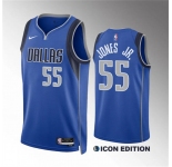 Men's Dallas Mavericks #55 Derrick Jones Jr Blue Icon Edition Stitched Basketball Jersey