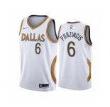 Men's Dallas Mavericks #6 Kristaps Porzingis White City Edition New Uniform 2020-21 Stitched Basketball Jersey