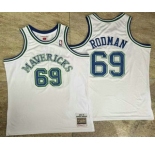 Men's Dallas Mavericks #69 Dennis Rodman White AU Throwback Jersey
