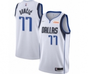 Men's Dallas Mavericks #77 Luka Doncic 75th Anniversary White Stitched Basketball Jersey