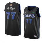 Men's Dallas Mavericks #77 Luka Doncic Black 2024 Finals City Edition Stitched Basketball Jersey