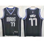 Men's Dallas Mavericks #77 Luka Doncic Black Stitched Jersey