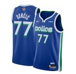 Men's Dallas Mavericks #77 Luka Doncic Blue 2024 Finals City Edition Stitched Basketball Jersey