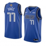 Men's Dallas Mavericks #77 Luka Doncic Blue 2024 Finals Icon Edition Stitched Basketball Jersey