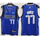 Men's Dallas Mavericks #77 Luka Doncic Blue No.6 Patch Stitched Jersey