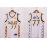 Men's Dallas Mavericks #77 Luka Doncic White 2021 Nike City Edition Swingman Jersey With NEW Sponsor Logo