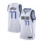 Men's Dallas Mavericks #77 Luka Doncic White No.6 Patch Stitched Jersey