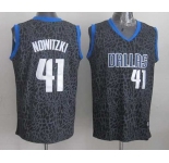 nba dallas mavericks #41 nowitzki black leopard print[2014 new]