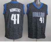 nba dallas mavericks #41 nowitzki black leopard print[2014 new]