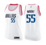 Women's Dallas Mavericks #55 Delon Wright Swingman White Pink Fashion Basketball Jersey