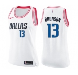 Women's Nike Dallas Mavericks #13 Jalen Brunson Swingman White Pink Fashion NBA Jersey