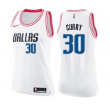 Women's Nike Dallas Mavericks #30 Seth Curry Swingman White Pink Fashion NBA Jersey