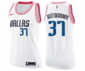Women's Nike Dallas Mavericks #37 Kostas Antetokounmpo Swingman White Pink Fashion NBA Jersey