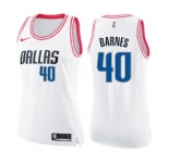 Women's Nike Dallas Mavericks #40 Harrison Barnes Swingman White Pink Fashion NBA Jersey