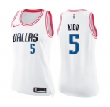 Women's Nike Dallas Mavericks #5 Jason Kidd Swingman White Pink Fashion NBA Jersey