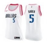 Women's Nike Dallas Mavericks #5 Jose Juan Barea Swingman White Pink Fashion NBA Jersey