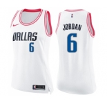 Women's Nike Dallas Mavericks #6 DeAndre Jordan Swingman White Pink Fashion NBA Jersey