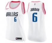Women's Nike Dallas Mavericks #6 DeAndre Jordan Swingman White Pink Fashion NBA Jersey