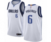 Youth Dallas Mavericks #6 Kristaps Porzingis Swingman White Basketball Jersey - Association Edition
