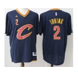 Men Cleveland Cavaliers #2 Kyrie Irving Navy Blue Short Sleeve C Stitched NBA Jersey