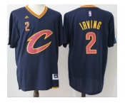 Men Cleveland Cavaliers #2 Kyrie Irving Navy Blue Short Sleeve C Stitched NBA Jersey