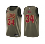 Men Nike Cleveland Cavaliers #34 Tyrone Hill Green Salute to Service NBA Swingman Jersey