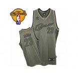 Men's Adidas Cleveland Cavaliers #23 LeBron James Swingman Grey Field Issue Swingman 2017 The Finals Patch NBA Jersey