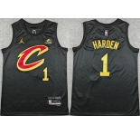 Men's Cleveland Cavaliers #1 James Harden Black 2026 Statement Edition Stitched Jersey