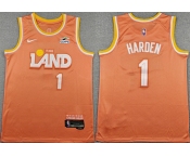 Men's Cleveland Cavaliers #1 James Harden Orange 2025-26 City Edition Stitched Jersey