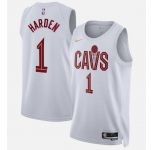 Men's Cleveland Cavaliers #1 James Harden White 2026 Association Edition Stitched Basketball Jersey