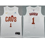 Men's Cleveland Cavaliers #1 James Harden White 2026 Association Edition Stitched Stitched Jersey