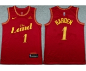 Men's Cleveland Cavaliers #1 James Harden Wine 2023-24 City Edition Stitched Jersey